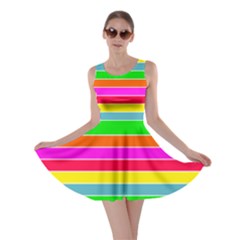 Neon Hawaiian Rainbow Horizontal Deck Chair Stripes Skater Dress by PodArtist