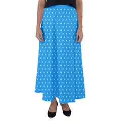 Mini White Polkadots On Oktoberfest Bavarian Blue Flared Maxi Skirt by PodArtist