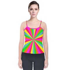 Neon Rainbow Mini Burst Velvet Spaghetti Strap Top by PodArtist