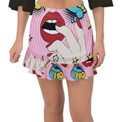 Pop Art   Fishtail Mini Chiffon Skirt by Valentinaart