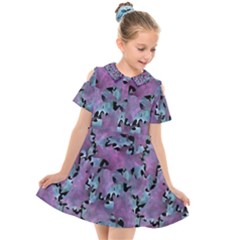 Modern Abstract Texture Pattern Kids  Short Sleeve Shirt Dress by dflcprints