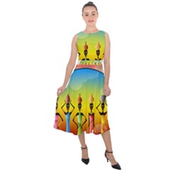 African American Women Midi Tie-back Chiffon Dress by AlteredStates