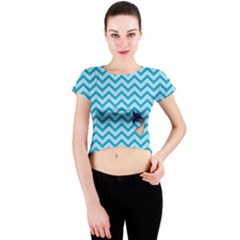 Chevron Mermaid Pattern Crew Neck Crop Top by emilyzragz