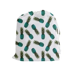 Pinapples Teal Drawstring Pouch (xl) by snowwhitegirl