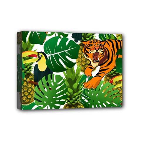 Tropical Pelican Tiger Jungle Mini Canvas 7  X 5  (stretched) by snowwhitegirl