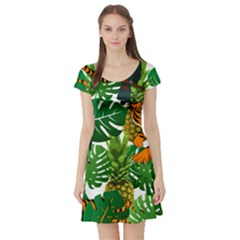 Tropical Pelican Tiger Jungle Short Sleeve Skater Dress by snowwhitegirl