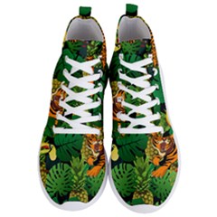 Tropical Pelican Tiger Jungle Black Men s Lightweight High Top Sneakers by snowwhitegirl