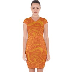 Pop Orange Capsleeve Drawstring Dress  by ArtByAmyMinori