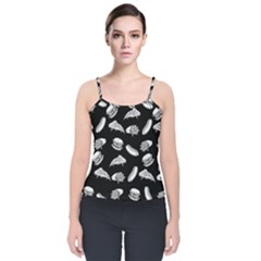 Fast Food Pattern Velvet Spaghetti Strap Top by Valentinaart