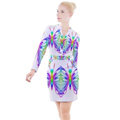 Rainbow Butterfly Button Long Sleeve Dress by amazinganimals