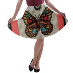 Cross Stitch Butterfly A-line Skater Skirt by DeneWestUK