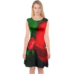 Red Tulip After The Shower Capsleeve Midi Dress by FunnyCow