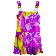 Violet Tulip Flowers Kids  Layered Skirt Swimsuit by FunnyCow