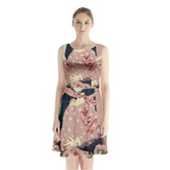 Rose Floral Doll Sleeveless Waist Tie Chiffon Dress by snowwhitegirl