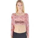 Pink Crochet Long Sleeve Crop Top View1