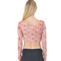 Pink Crochet Long Sleeve Crop Top View2