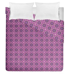 Floral Circles Pink Duvet Cover Double Side (queen Size) by BrightVibesDesign