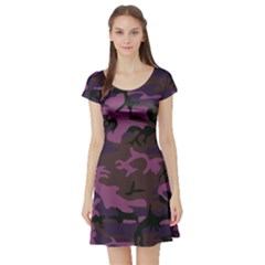 Camouflage Violet Short Sleeve Skater Dress by snowwhitegirl