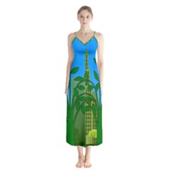 Environmental Protection Button Up Chiffon Maxi Dress by Nexatart