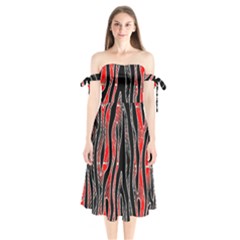 Blackandredswirldesignflipbigger Shoulder Tie Bardot Midi Dress by flipstylezfashionsLLC