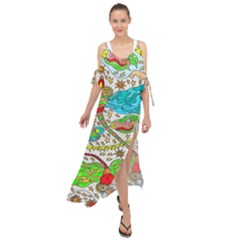 Cosmic Dragonflies Maxi Chiffon Cover Up Dress by chellerayartisans