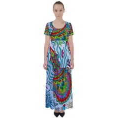 Supersonic Squid High Waist Short Sleeve Maxi Dress by chellerayartisans