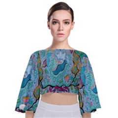 Mystic Mermaid Tie Back Butterfly Sleeve Chiffon Top by chellerayartisans