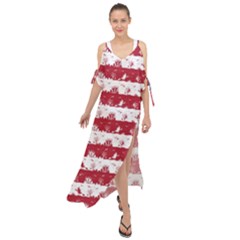 Usa Flag Halloween Holiday Nightmare Stripes Maxi Chiffon Cover Up Dress by PodArtist