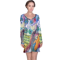 Watercolor Mermaid Long Sleeve Nightdress by chellerayartisans