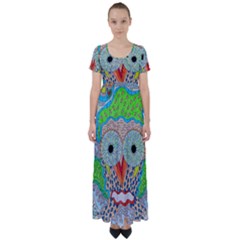 Cosmic Owl High Waist Short Sleeve Maxi Dress by chellerayartisans