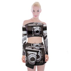 Vintage Camera Off Shoulder Top With Mini Skirt Set by snowwhitegirl