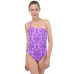 Victorian Violet Classic One Shoulder Swimsuit by snowwhitegirl