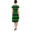 Alien Green and Black Halloween Nightmare Stripes  Cap Sleeve Midi Dress View2