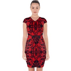 Bright Red Fashion Lace Design By Flipstylez Designs Capsleeve Drawstring Dress  by flipstylezfashionsLLC