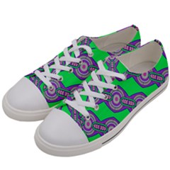 Purple Chains On A Green Background                                              Women s Low Top Canvas Sneakers by LalyLauraFLM