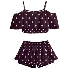 Little  Dots Maroon Kids  Off Shoulder Skirt Bikini by snowwhitegirl