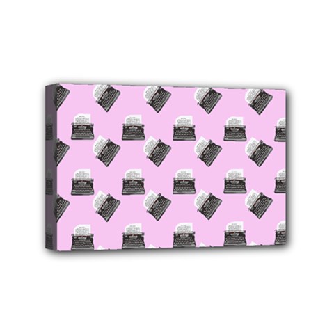 Retro Typewriter Pink Pattern Mini Canvas 6  X 4  (stretched) by snowwhitegirl