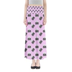 Retro Typewriter Pink Pattern Full Length Maxi Skirt by snowwhitegirl