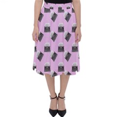 Retro Typewriter Pink Pattern Classic Midi Skirt by snowwhitegirl