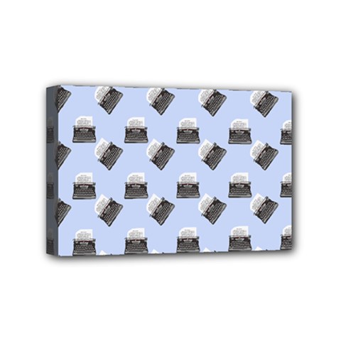 Retro Typewriter Blue Pattern Mini Canvas 6  X 4  (stretched) by snowwhitegirl