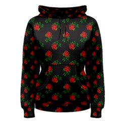 Red Roses Black Women s Pullover Hoodie by snowwhitegirl