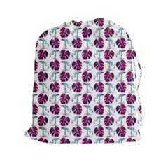 Flamingo Leaf Patttern Blue Drawstring Pouch (xxl) by snowwhitegirl