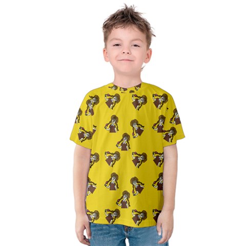 Girl With Popsicle Yello Kids  Cotton Tee by snowwhitegirl