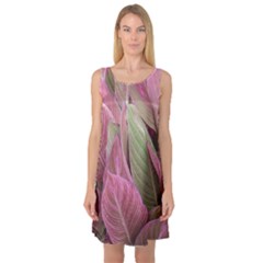 Pink Leaves Sleeveless Satin Nightdress by snowwhitegirl