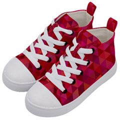 Maroon Dark Red Triangle Mosaic Kid s Mid-top Canvas Sneakers by Sapixe