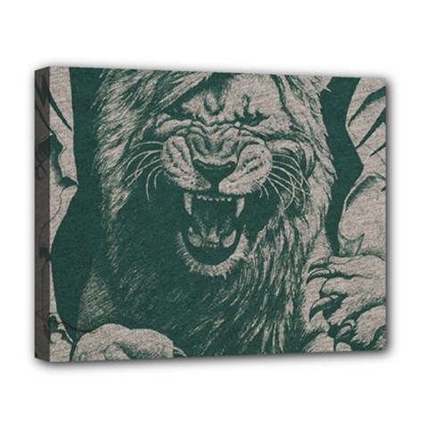 Angry Male Lion Pattern Graphics Kazakh Al Fabric Deluxe Canvas 20  X 16  (stretched) by Sapixe