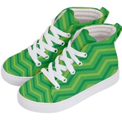 Green Background Abstract Kid s Hi-top Skate Sneakers by Sapixe