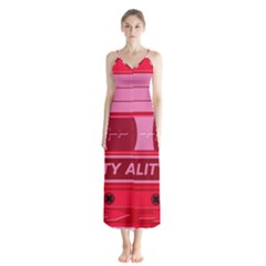 Red Cassette Button Up Chiffon Maxi Dress by vintage2030