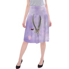 Cute Little Pegasus With Butterflies Midi Beach Skirt by FantasyWorld7