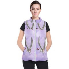 Cute Little Pegasus With Butterflies Women s Puffer Vest by FantasyWorld7
